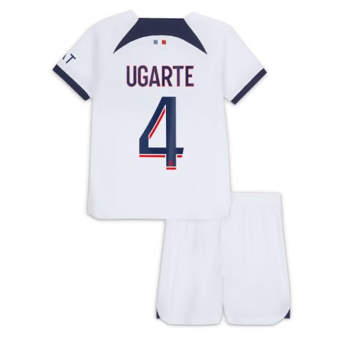 Dětský Fotbalový dres Paris Saint-Germain Manuel Ugarte #4 2023-24 Venkovní Krátký Rukáv (+ trenýrky)